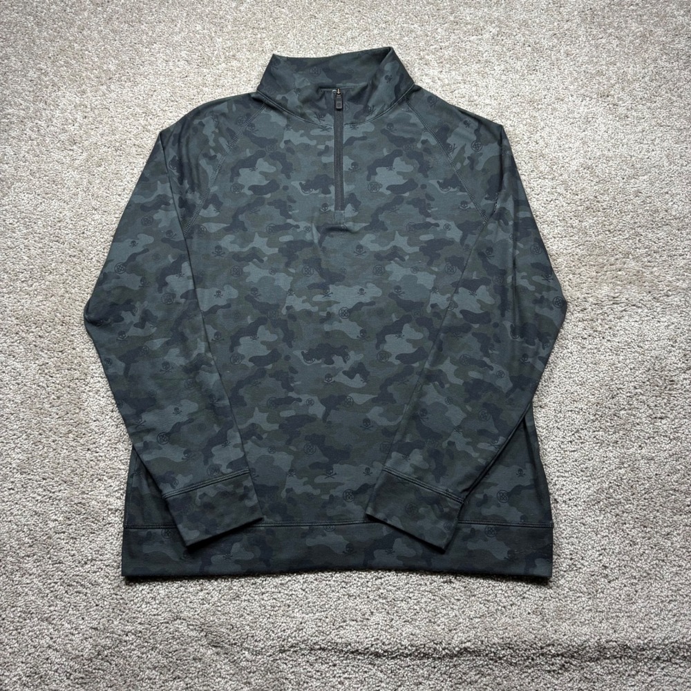G/FORE Mens Camo Skull Quarter Zip Pullover Charcoal Green Size Large‎ 1/4